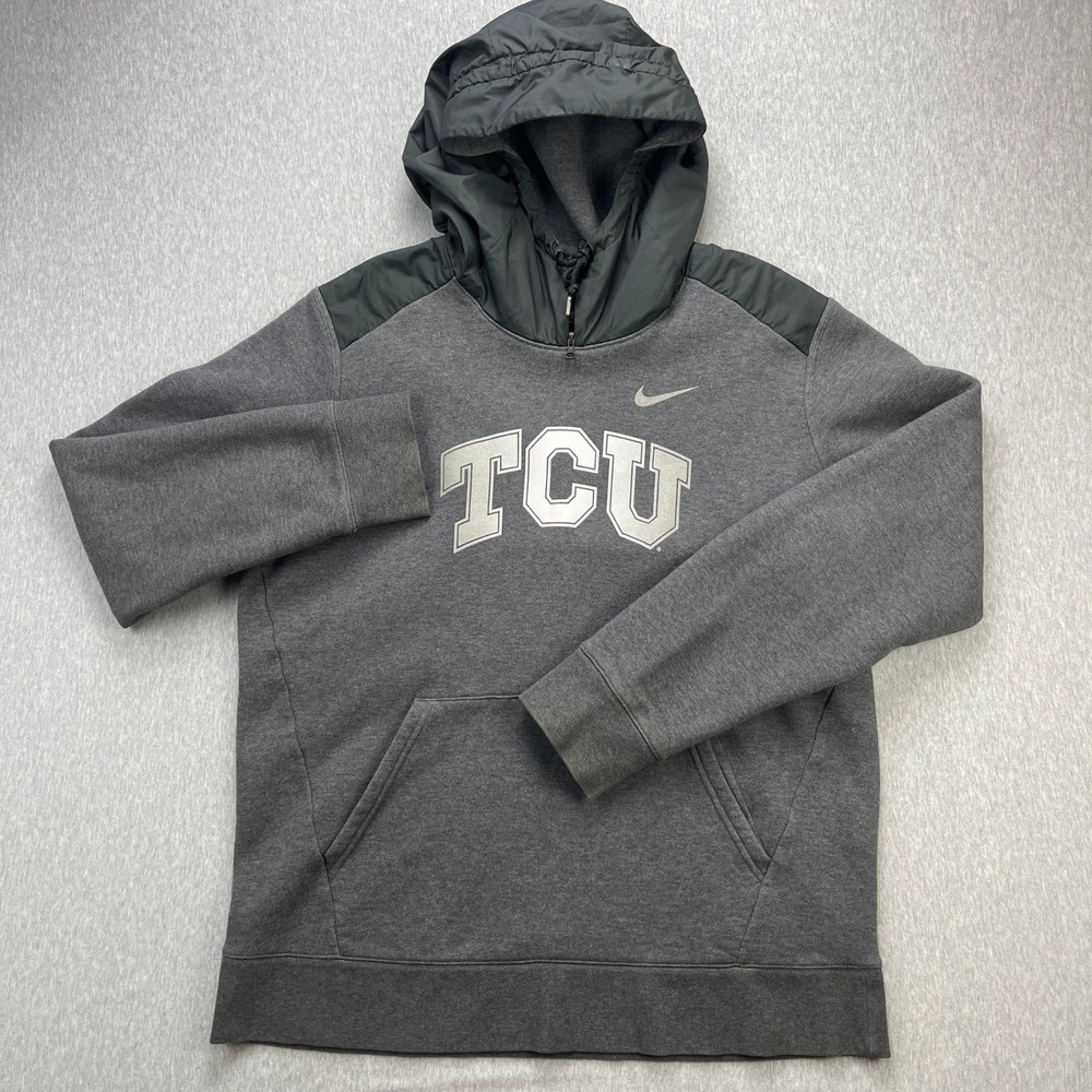 TCU Nike Hoodie Mens XL Gray NCAA Football Big 12 Training Ko Series Pullover